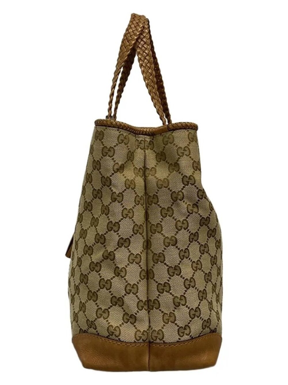 GUCCI Marrakech 295326 Dark Brown Beige Light Brown Jacquard Leather Tote Bag - Picture 4 of 15